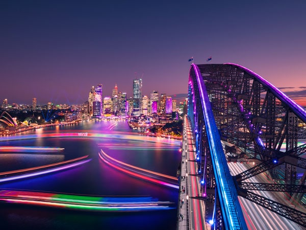 The Sydney Harbour Bridge during Vivid