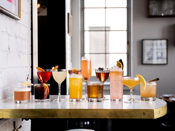 an array of drinks at Bar Rochford, Canberra