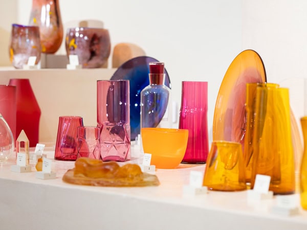 colourful glassware at Canberra Glassworks