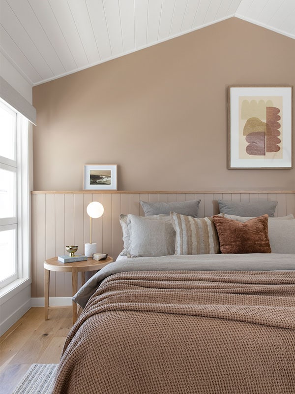 a stylish and modern bedroom interior at The Halliday's Elder Villa, Gold Coast