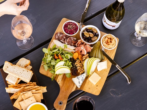 a multi-course lunch with wine at Gapsted, Bright