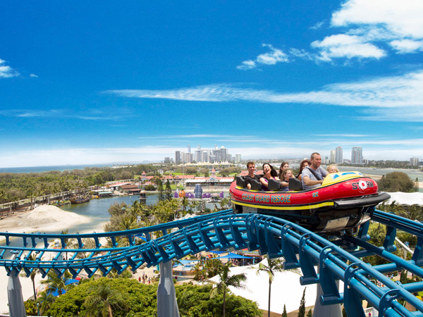 the storm coaster at Sea World Gold Coast