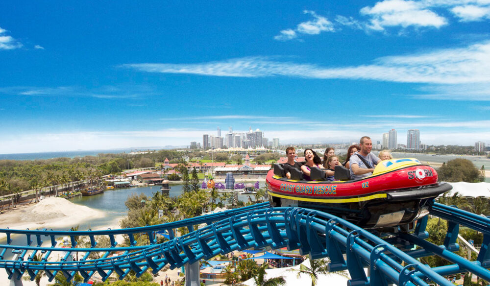 the storm coaster at Sea World Gold Coast