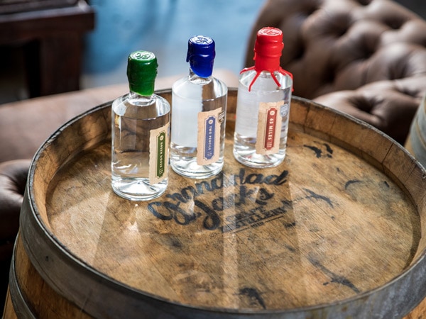 three bottles of gin at Grandad Jack's