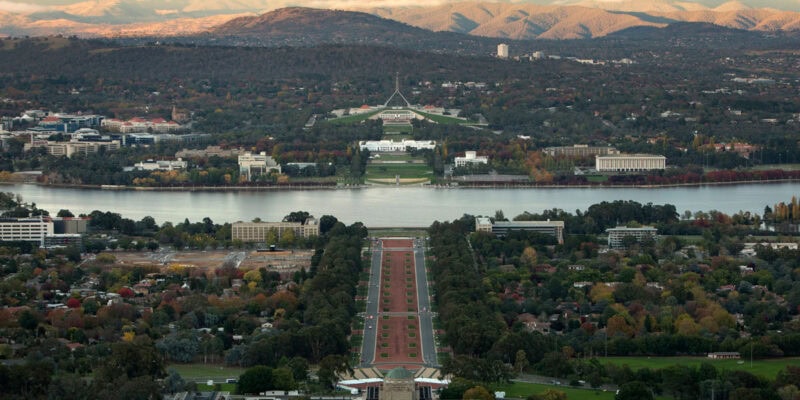 the Australian War Memorial view from Mount Ainslie lookout