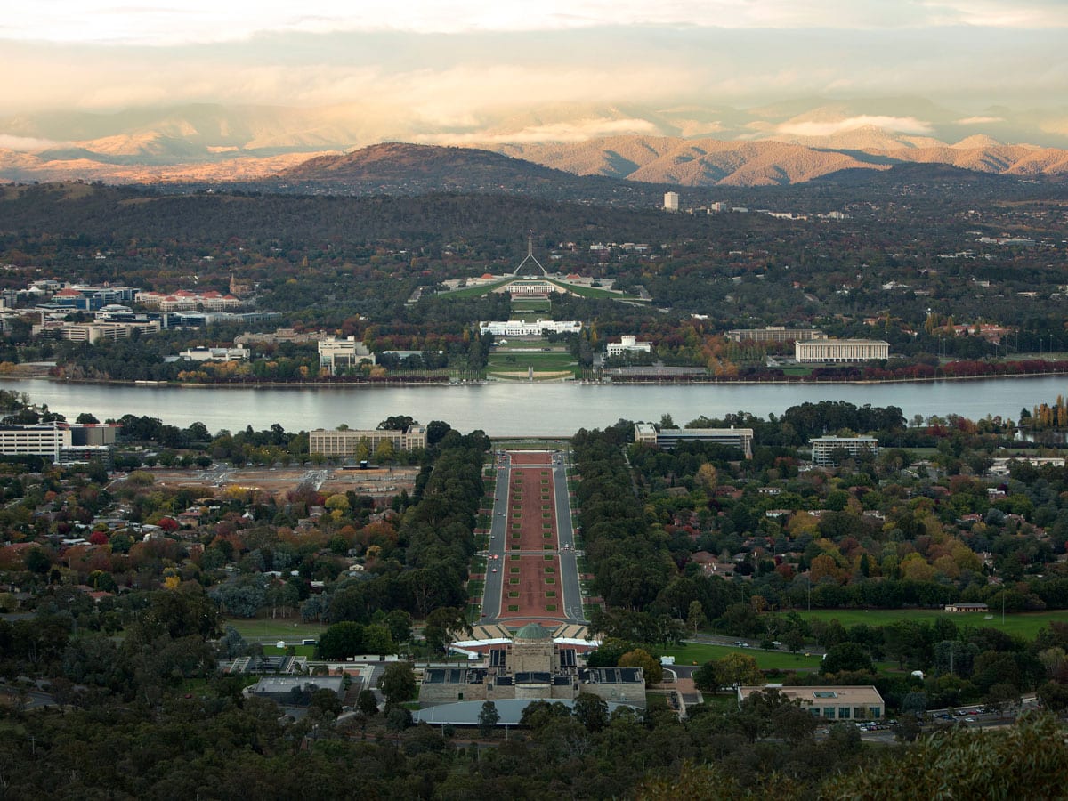 the Australian War Memorial view from Mount Ainslie lookout