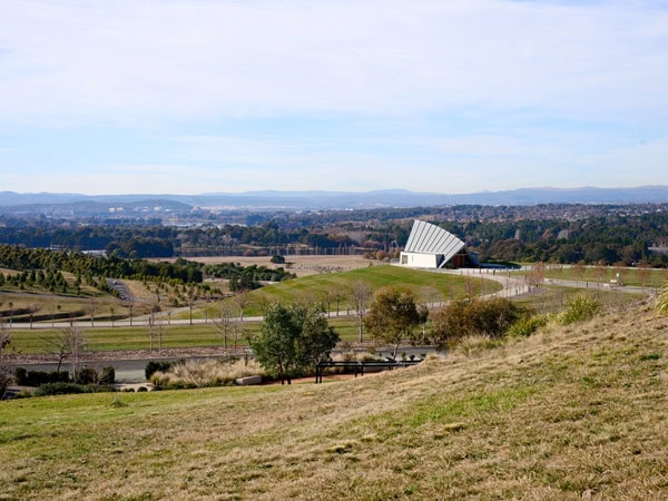 the expansive landscape at National Arboretum, Canberra