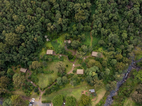 an aerial view of the Nightfall glamping spot, Gold Coast