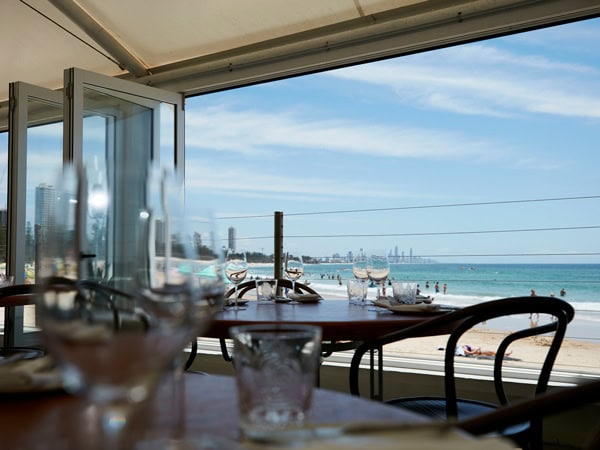 beachfront dining at Rick Shores, Gold Coast