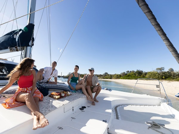 guests aboard a private catamaran charter, Sailing in Paradise, Gold Coast