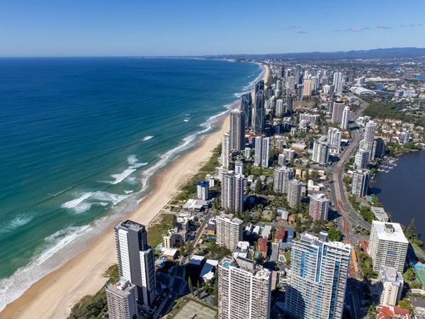 the views of city skyline, beaches, and Gold Coast hinterland atop the SkyPoint Climb