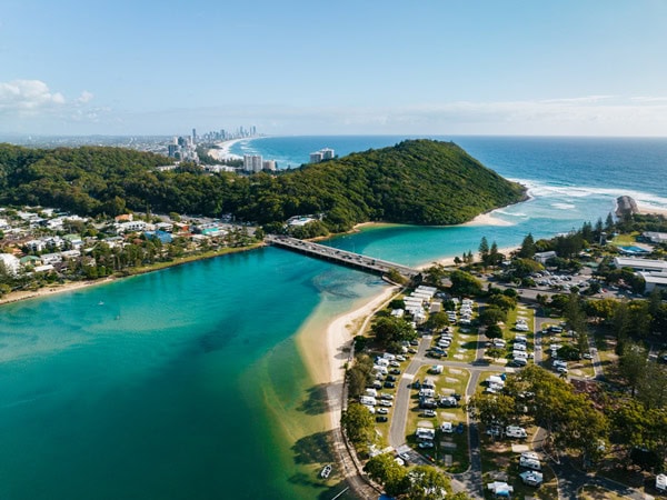 an aerial view of Tallebudgera Creek