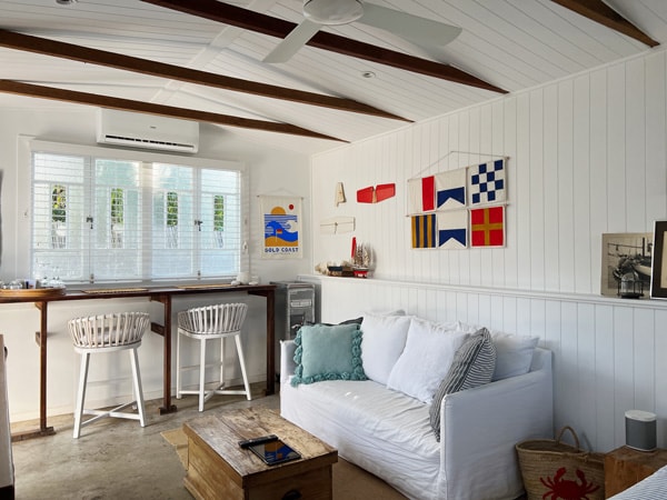 a cosy living interior at The Hangar, Gold Coast