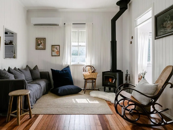 a country-styled cottage with rustic interior