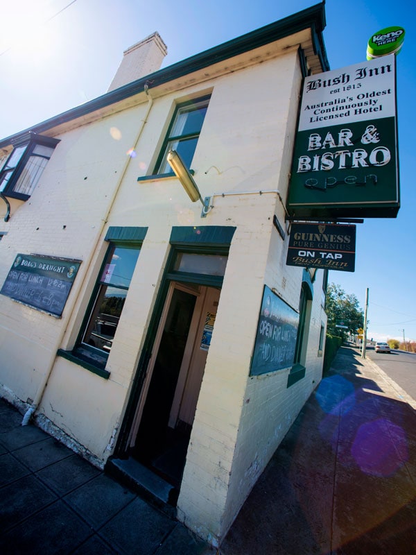 the historical exterior of Bush Inn Bar & Bistro