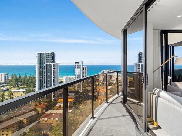 a balcony overlooking Broadbeach at Cassa Encore Apartment
