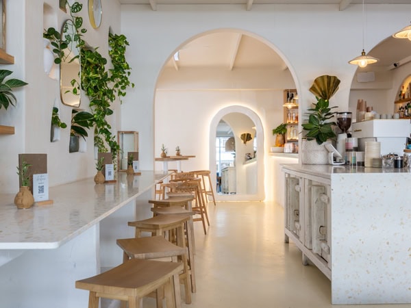 the Mediterranean-inspired interior at Destino Wine Bar, Hope Island