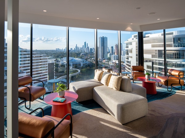 glass panels surrounding the suite at Dorsett Gold Coast