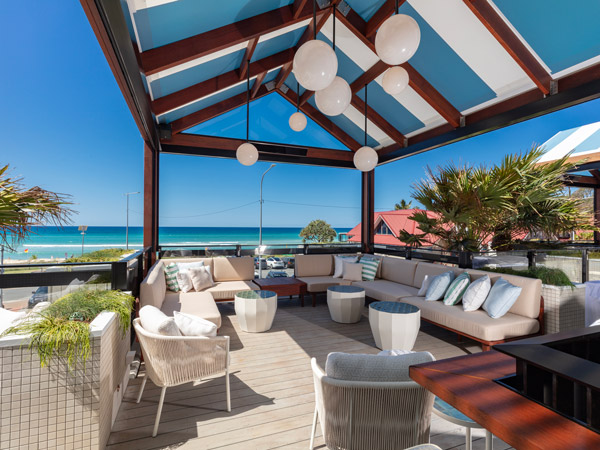 a cabana at Kirra Beach House, Coolangatta