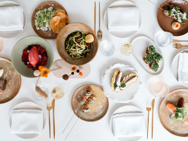 a table-top view of food at Lanai, Noosa