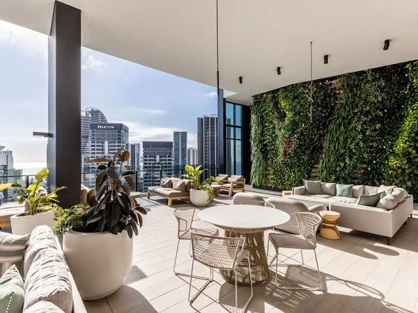 an airy deck with cosy chairs at Lilet 88 Airbnb, Broadbeach
