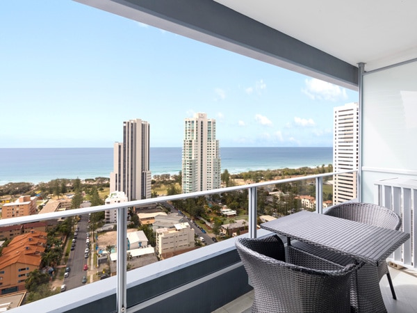 the balcony at Meriton Suites Broadbeach
