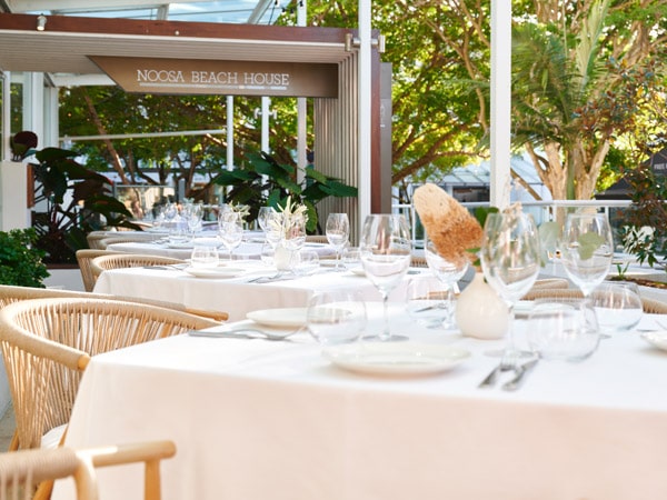 Outside tables at Noosa Beach House