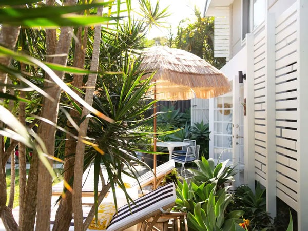 a private garden deck at The Pool House Coolangatta