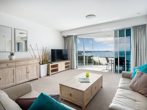 the living room interior at Reflections Coolangatta Beach