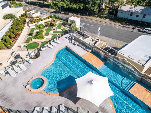 view of the pool from above at The Sebel Twin Towns Coolangatta