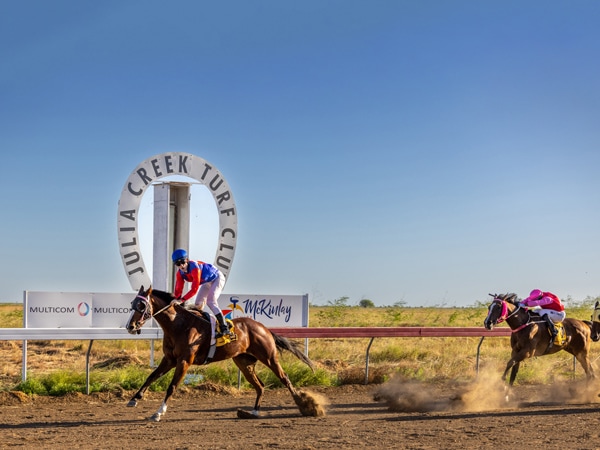 a horseback riding race in Outback Queensland