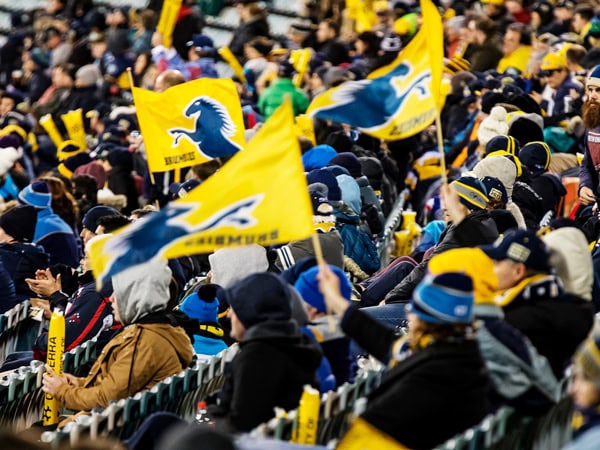 Brumbies fans at GIO Stadium in Canberra, ACT