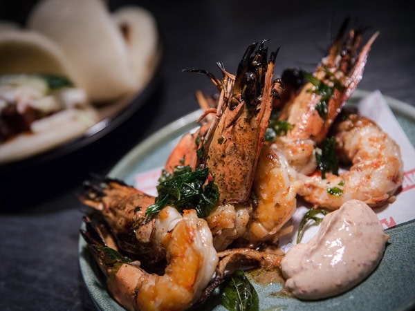 cooked shrimps on a plate at Akiba restaurant in Canberra