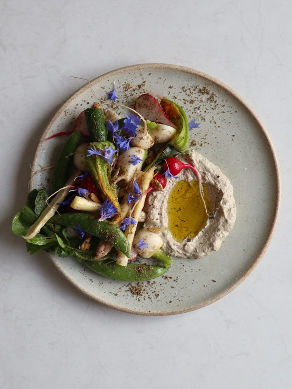Hummus and vegetables at Bar Rochford in Canberra