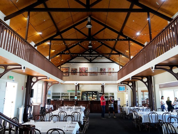 a huge dining hall at Hampton Estate Wines
