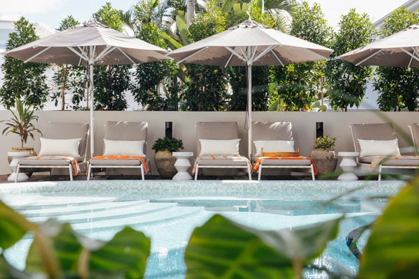 Close up of seating area around the Pool Deck