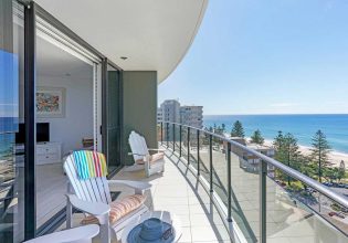 a private balcony overlooking the sea at Ambience on Burleigh Beach