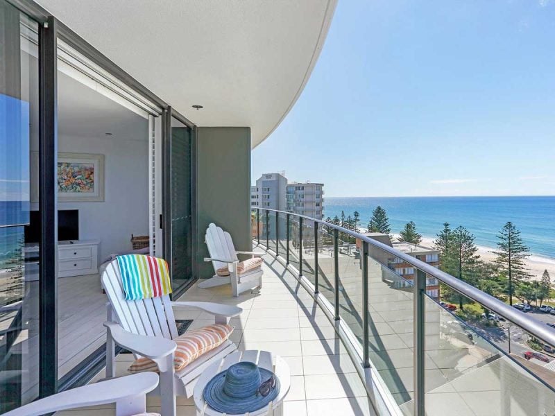a private balcony overlooking the sea at Ambience on Burleigh Beach