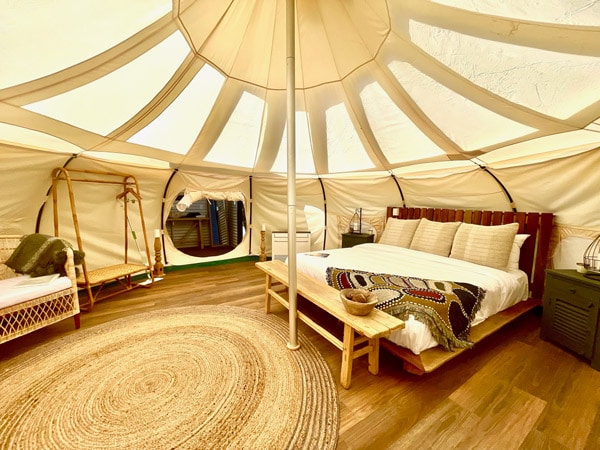 the interior of tent at Rangelands Outback Camp