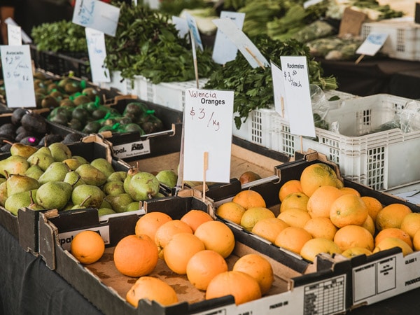 Oranges and pears at Lennox Head Community Markets 
