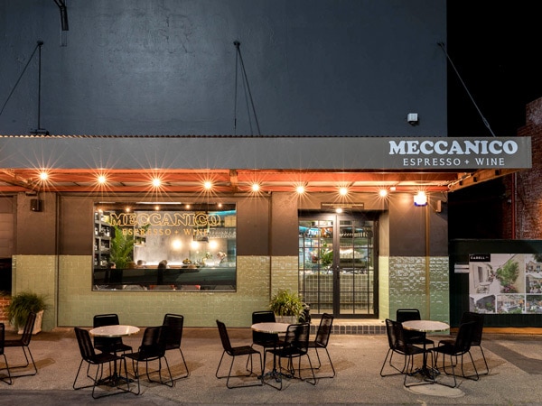 an outdoor dining setup at Meccanico Espresso + Wine, Wagga Wagga