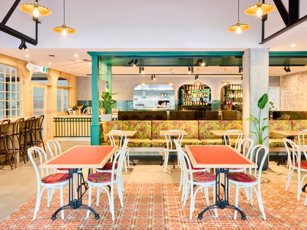 the bright and colourful dining interior at Miss Van’s, Canberra