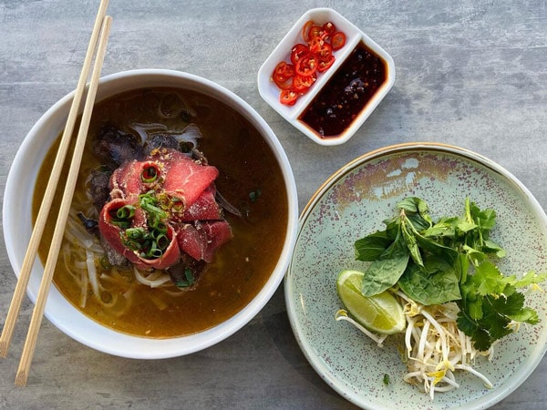 a table top view of a Vietnamese meal at Miss Van's, Canberra