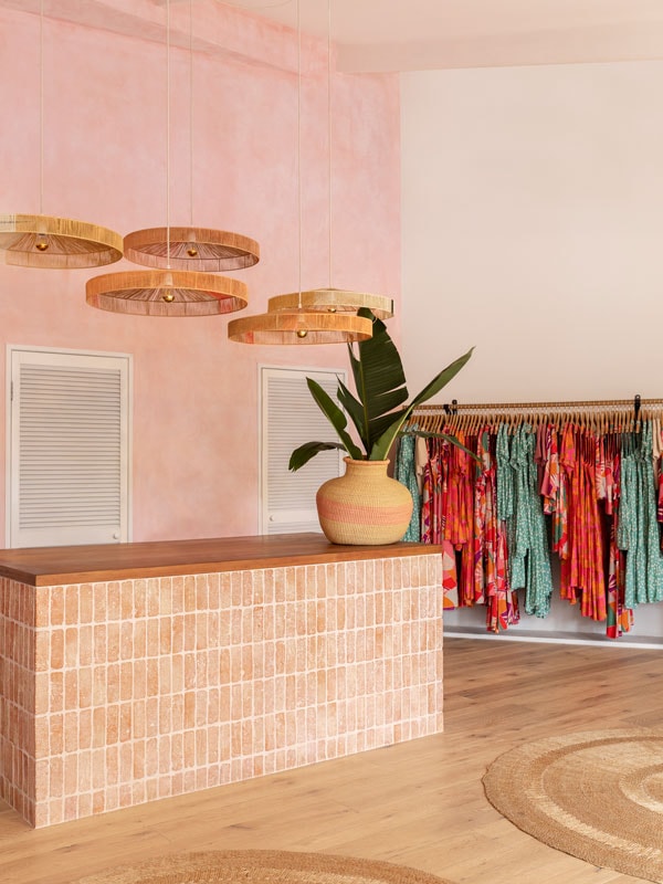 Pink interiors and clothes of Mister Zimi in Byron Bay