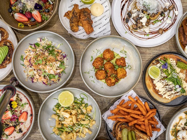 a tabletop view of various dishes at Mr. Lawrence