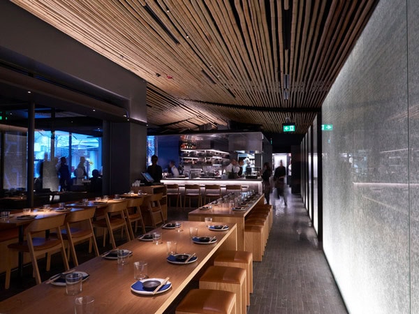 the sleek dining interior of Raku, Canberra