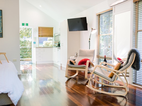 a cosy bedroom interior at Shambala Estate