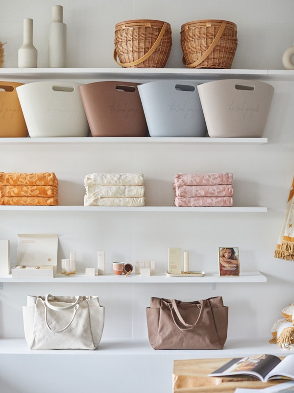 a colourful display of beach products at The Beach People, Byron Bay