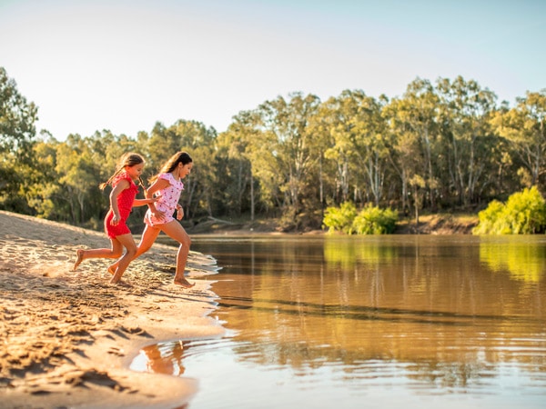 two children enjoying a day at Riverside: Wagga Wagga Beach