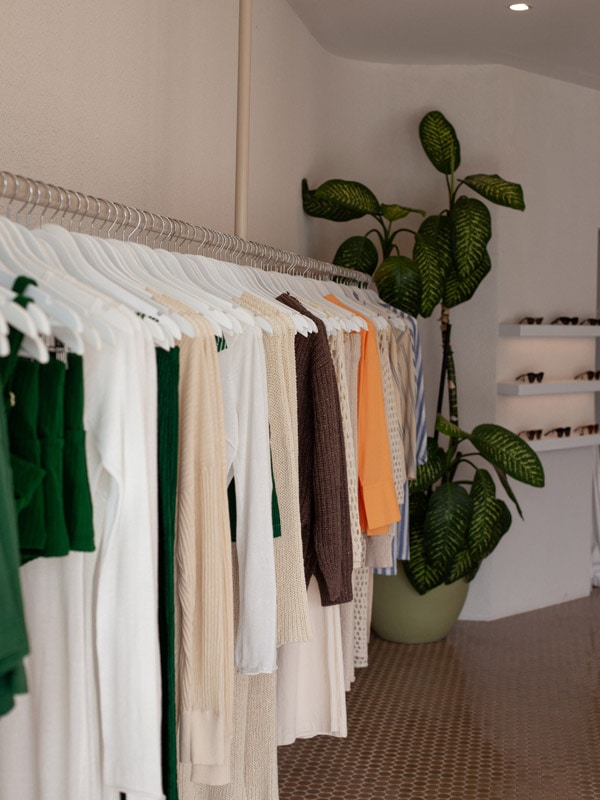 clothing rack at Zulu & Zephyr, Byron Bay